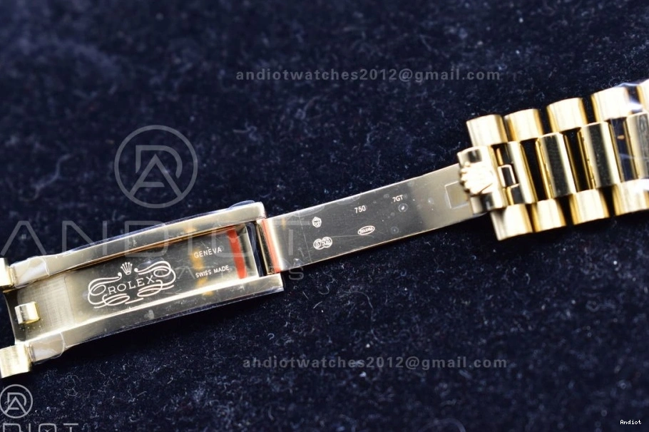 Plated Markers A2836 Crystal 904L Black Dial 40 GMF Bracelet President On YG DayDate Steel V2 0123